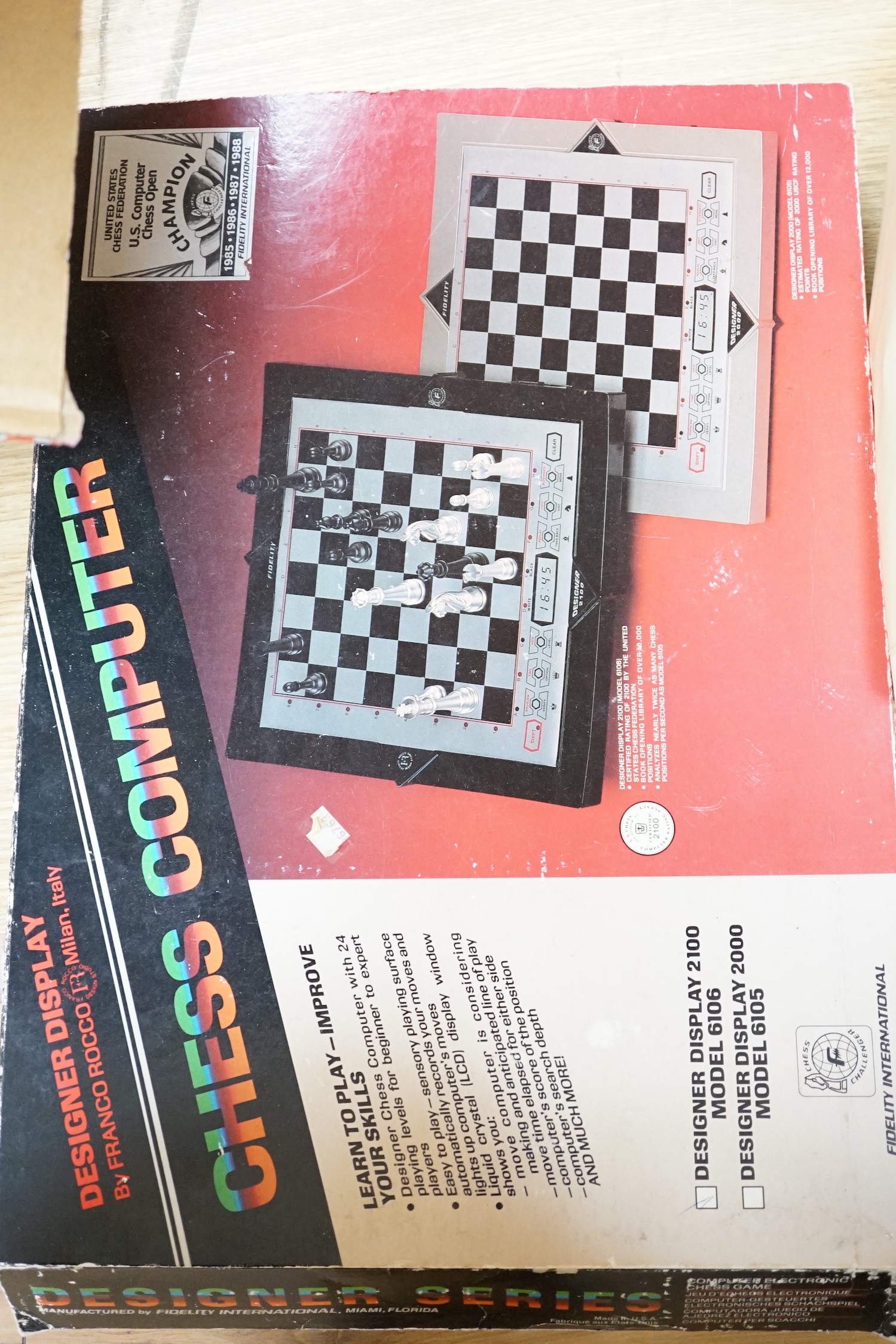 A Fidelity Electronic Chess Computer designer display 2100, model 6106, designed by Franco Rocco